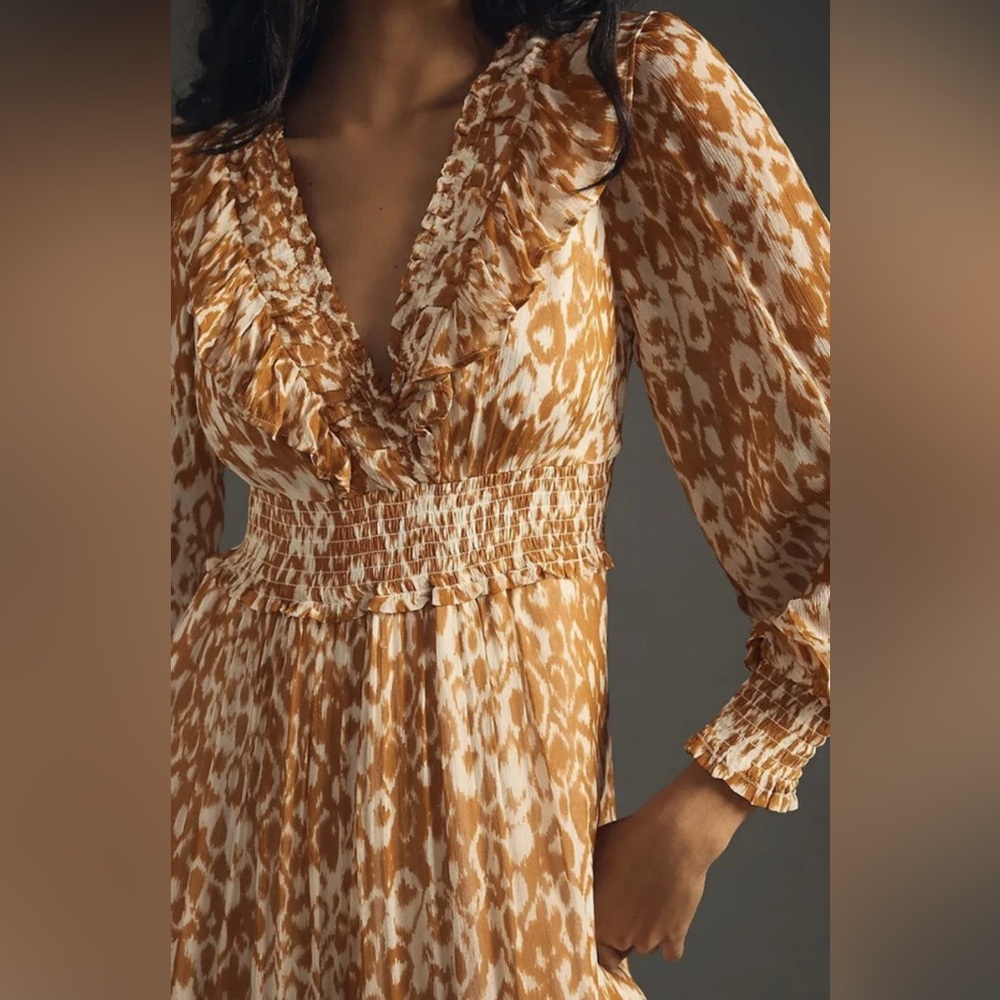 NWT Anthropologie The Odetta Ruffled VNeck Maxi Dress Boho Floral Long Sleeve XS - Picture 4 of 14